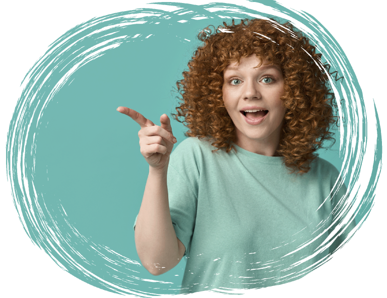 Person pointing toward empty space, representing how content marketing guides audience attention through storytelling and value.