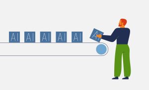 Animation of a conveyor belt producing AI blocks
